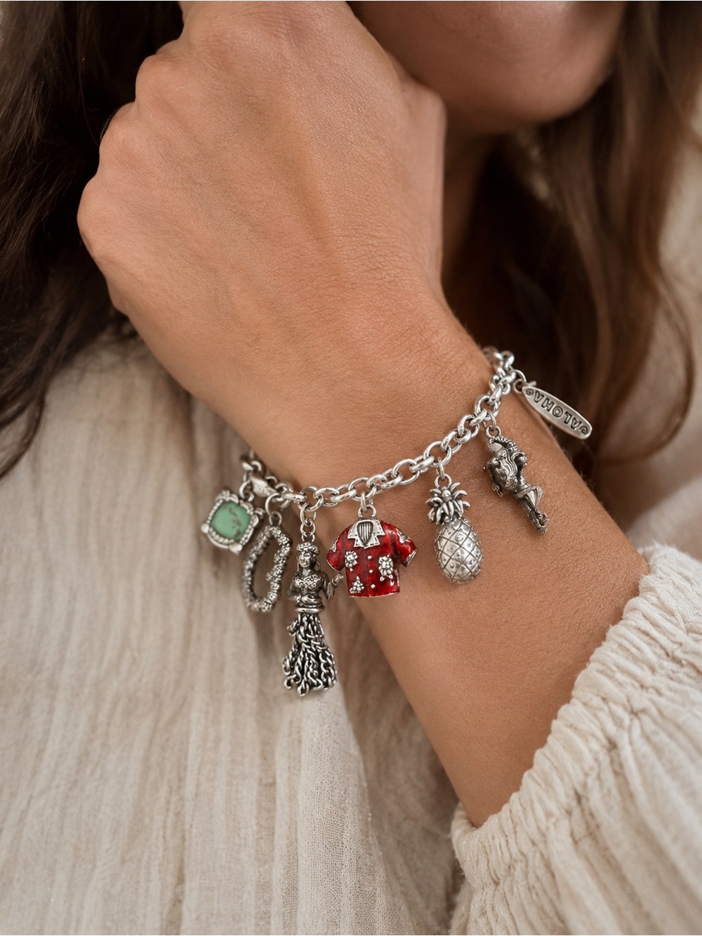 Charming Brighton Silver Plated Hawaii Charm Bracelet Retired